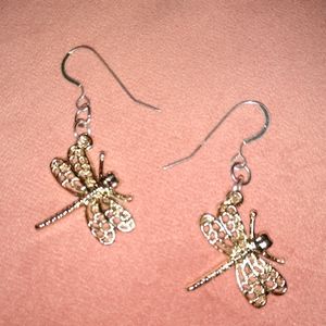 Dragonfly Charm Earrings Solid 925 Sterling Silver Ear Wires Dragonflies KATTA